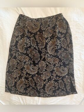 VTG First Issue Liz Claiborne Paisley Midi Skirt 90s Whimsigoth Dark Academia